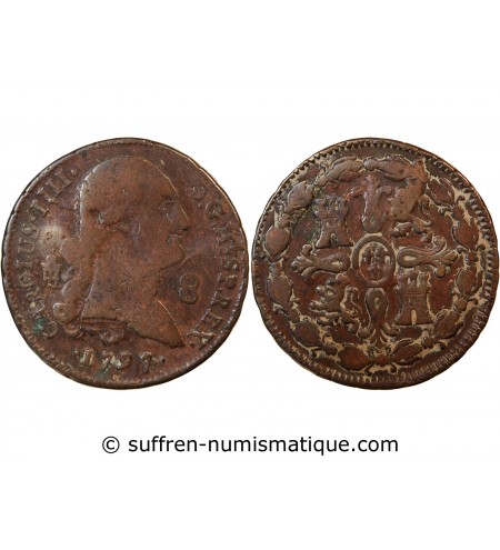 ESPAGNE, CHARLES IV - 8 MARAVEDIS 1797