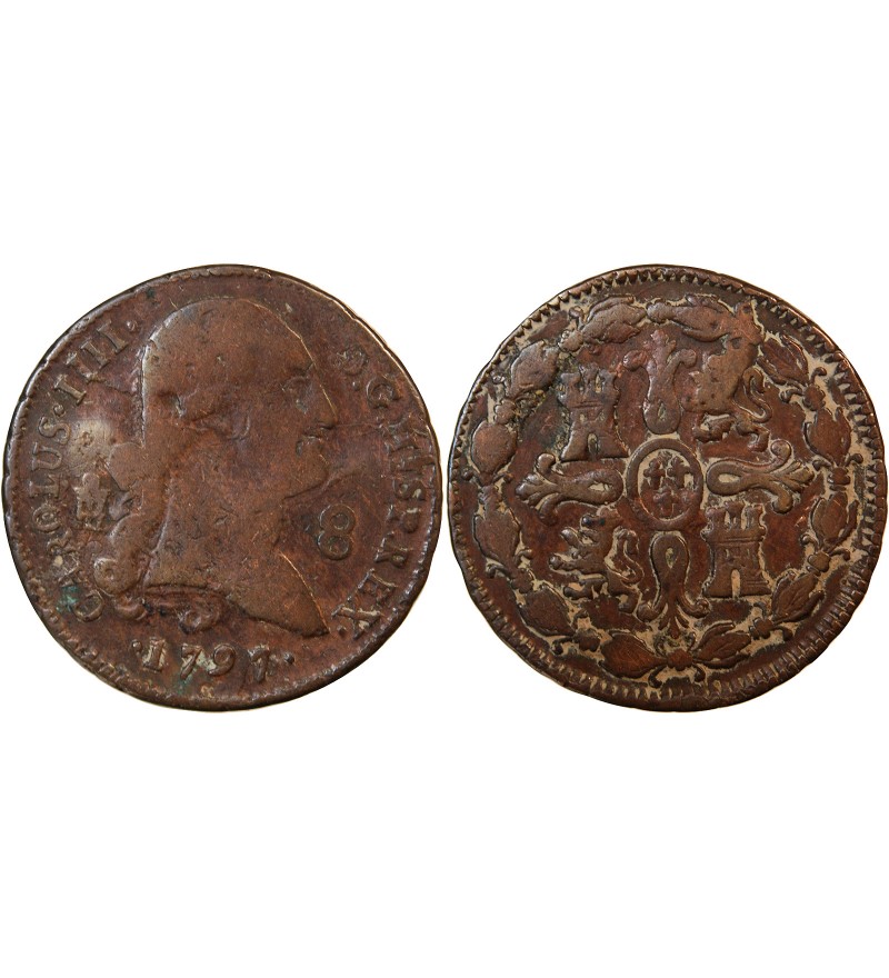 ESPAGNE, CHARLES IV - 8 MARAVEDIS 1797