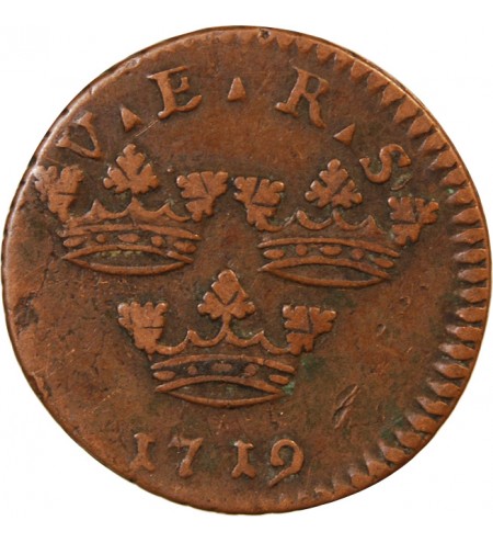 SUÈDE, ULRIKA ELEONORA - 1 ÖRE 1719