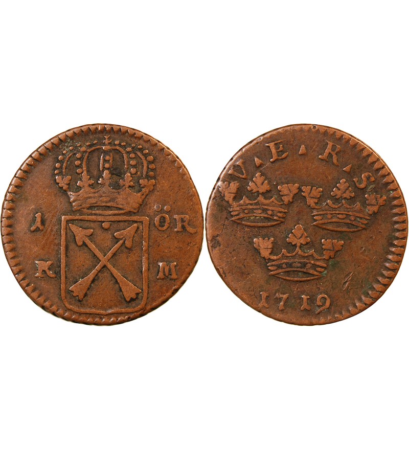 SUÈDE, ULRIKA ELEONORA - 1 ÖRE 1719