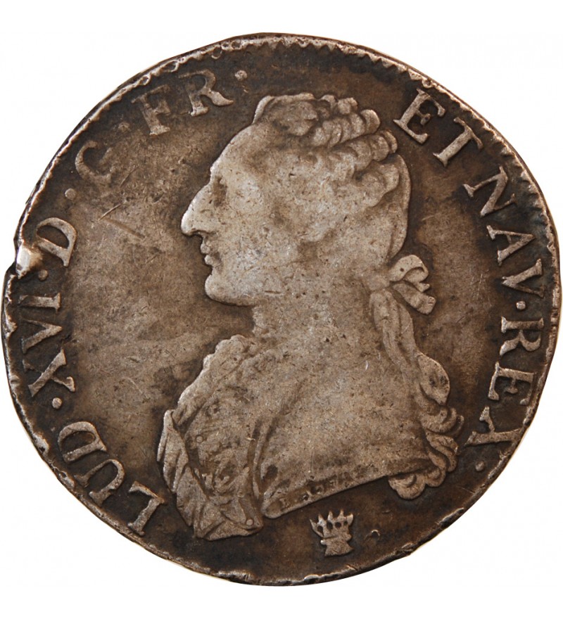 LOUIS XVI - ECU ARGENT AUX BRANCHES D'OLIVIER 1776 Q PERPIGNAN