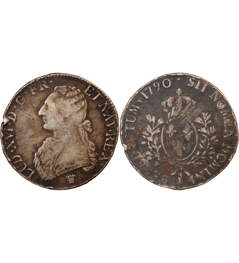 LOUIS XVI - ECU ARGENT AUX BRANCHES D'OLIVIER 1776 Q PERPIGNAN