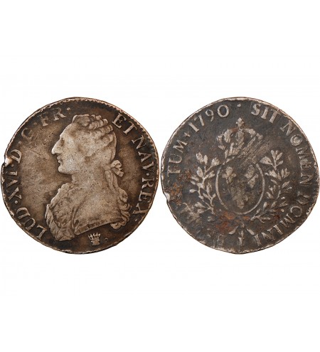 LOUIS XVI - ECU ARGENT AUX BRANCHES D'OLIVIER 1776 Q PERPIGNAN