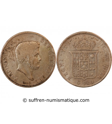 ITALIE, ROYAUME DES DEUX-SICILES, FERDINAND II - 120 GRANA ARGENT 1848