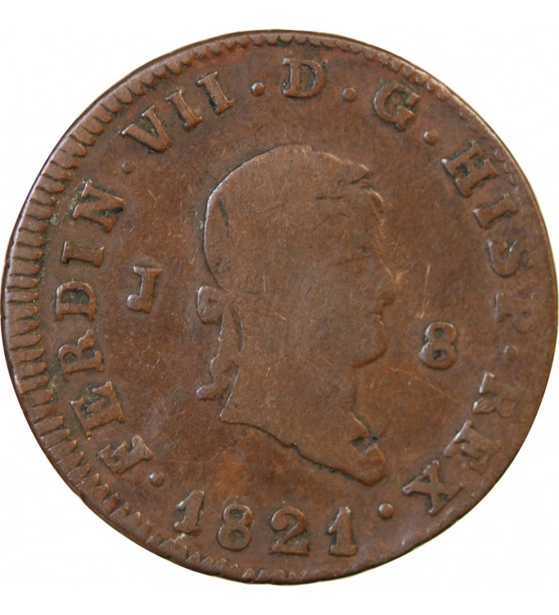 ESPAGNE, FERDINAND VII - 8 MARAVEDIS 1821 J