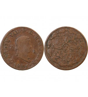 ESPAGNE, FERDINAND VII - 8 MARAVEDIS 1821 J 2