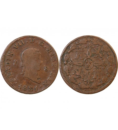 ESPAGNE, FERDINAND VII - 8 MARAVEDIS 1821 J