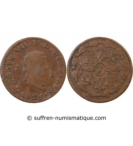 ESPAGNE, FERDINAND VII - 8 MARAVEDIS 1821 J