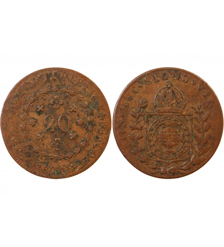 BRESIL, PEDRO I - 20 REIS 1827 R RIO DE JANEIRO