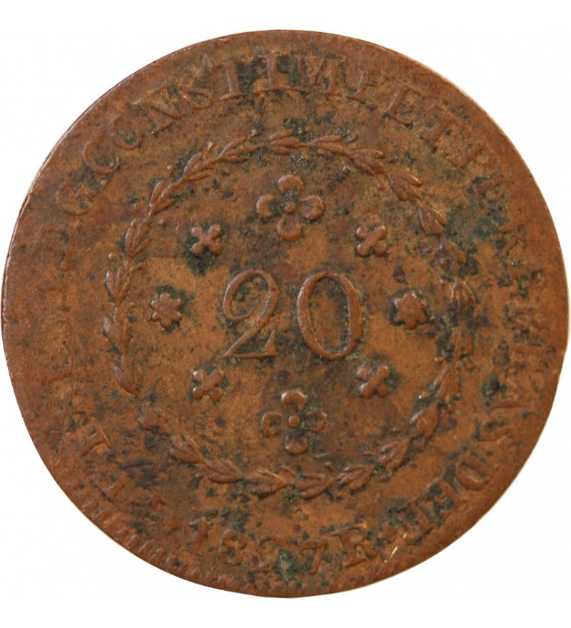 BRESIL, PEDRO I - 20 REIS 1827 R RIO DE JANEIRO