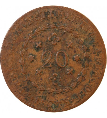 BRESIL, PEDRO I - 20 REIS 1827 R RIO DE JANEIRO