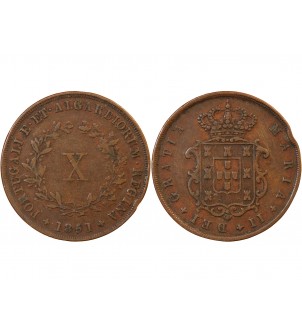 PORTUGAL, MARIE II - 10 REIS 1851 2