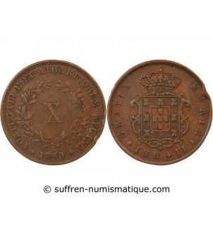 PORTUGAL, MARIE II - 10 REIS 1851