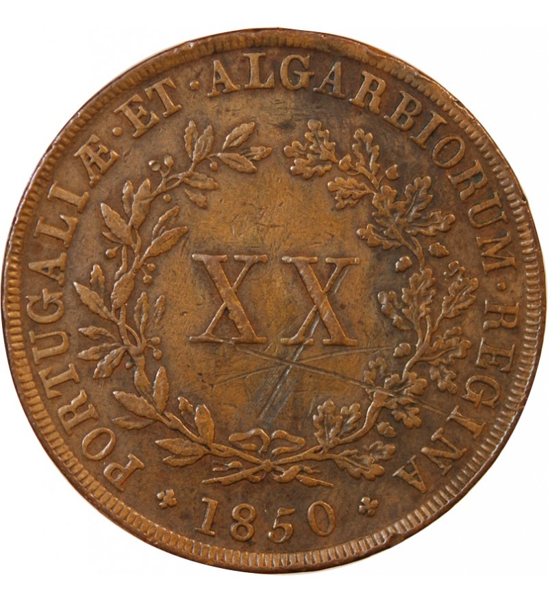 PORTUGAL, MARIE II - 20 REIS 1850