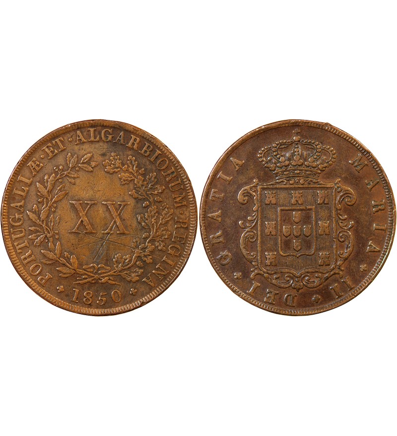 PORTUGAL, MARIE II - 20 REIS 1850