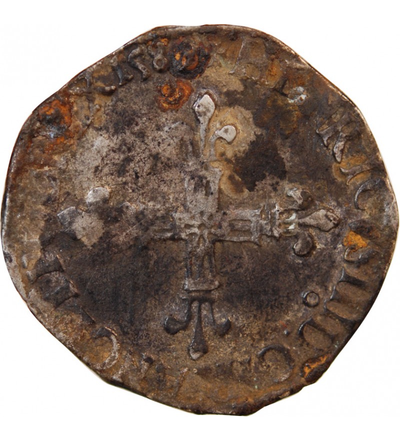 HENRI III - 1/4 ECU ARGENT 1589 9 RENNES