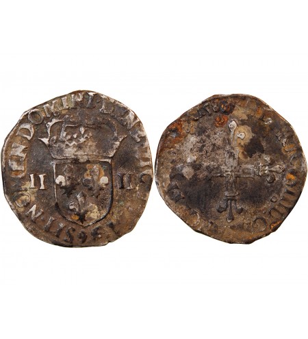 HENRI III - 1/4 ECU ARGENT 1589 9 RENNES