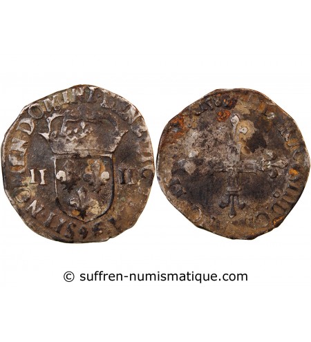 HENRI III - 1/4 ECU ARGENT 1589 9 RENNES
