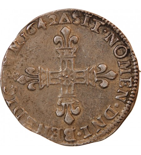 LOUIS XIII - 1/4 ECU ARGENT 1642 T NANTES