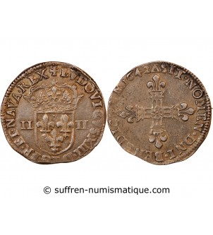 LOUIS XIII - 1/4 ECU ARGENT 1642 T NANTES