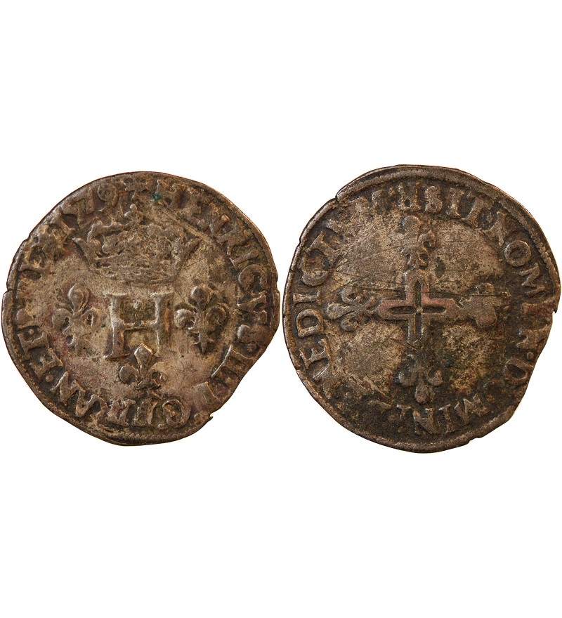 HENRI III - DOUBLE SOL PARISIS 1579 R VILLENEUVE LÈS AVIGNON