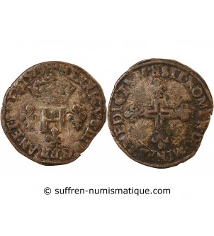 HENRI III - DOUBLE SOL PARISIS 1579 R VILLENEUVE LÈS AVIGNON