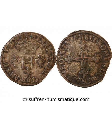 HENRI III - DOUBLE SOL PARISIS 1579 R VILLENEUVE LÈS AVIGNON