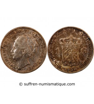 PAYS-BAS, WILHELMINA - 1 GULDEN ARGENT 1938