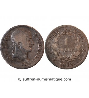 NAPOLEON Ier - 1 FRANC ARGENT 1812 T NANTES