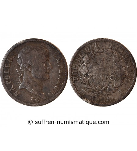 NAPOLEON Ier - 1 FRANC ARGENT 1808 T NANTES