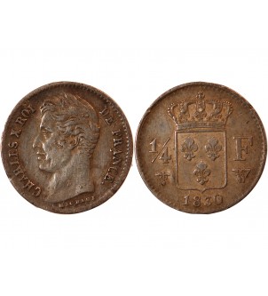 CHARLES X - 1/4 FRANC ARGENT 1830 W LILLE 2