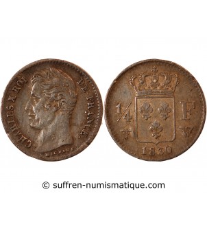 CHARLES X - 1/4 FRANC ARGENT 1830 W LILLE