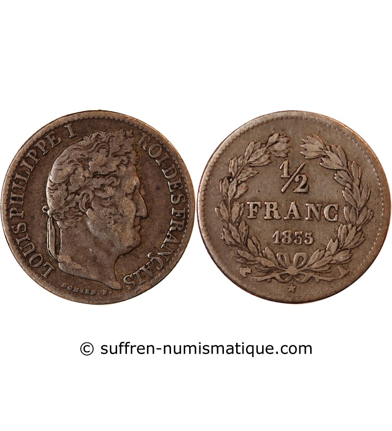 LOUIS-PHILIPPE﻿ Ier - 1/2 FRANC ARGENT 1835 A PARIS