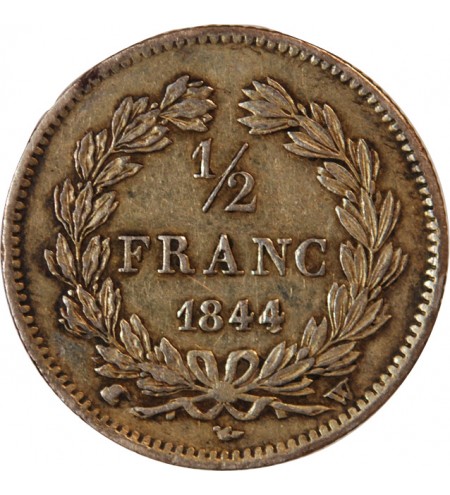 LOUIS-PHILIPPE﻿ Ier - 1/2 FRANC ARGENT 1844 W LILLE