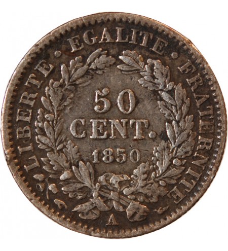 CERES - 50 CENTIMES ARGENT 1850 A PARIS