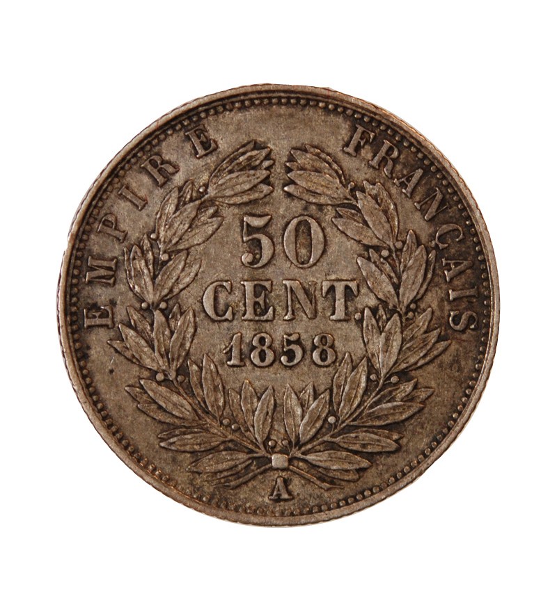 NAPOLEON III - 50 CENTIMES ARGENT 1858 A PARIS