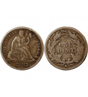 USA - 10 CENTS ARGENT "Seated Liberty Dime" 1887 S SAN FRANCISCO 2