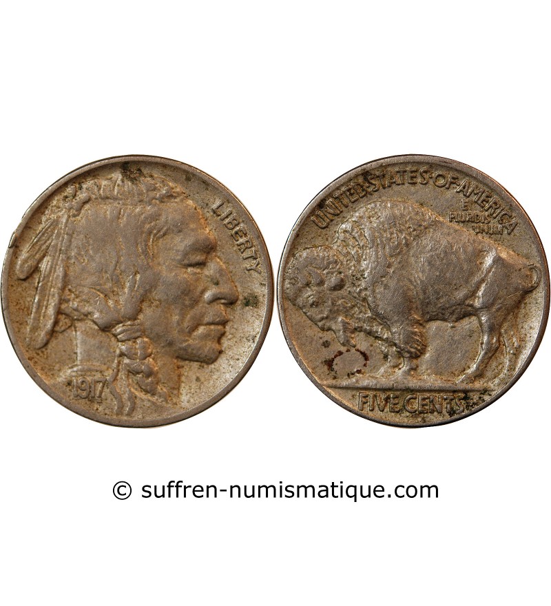 USA - 5 CENTS "Buffalo Nickel" 1917 PHILADELPHIE