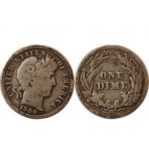 USA - 10 CENTS ARGENT "Barber Dime" 1900 O NEW ORLEANS 2