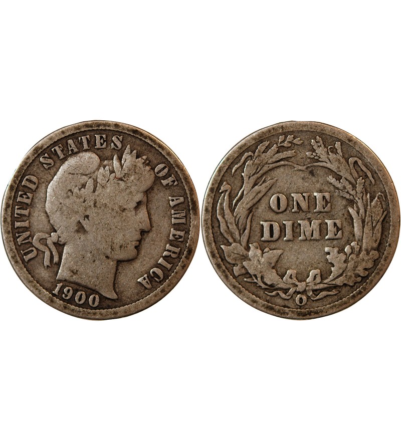 USA - 10 CENTS ARGENT "Barber Dime" 1900 O NEW ORLEANS