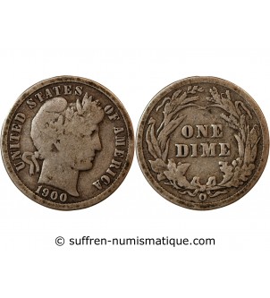 USA - 10 CENTS ARGENT "Barber Dime" 1900 O NEW ORLEANS