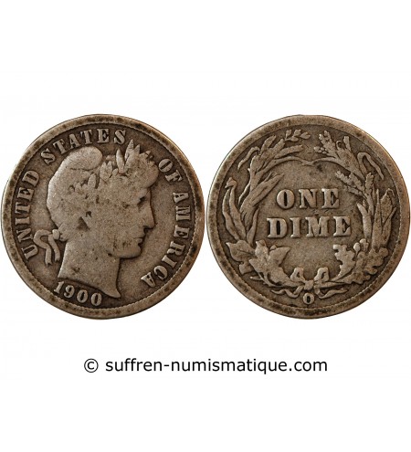 USA - 10 CENTS ARGENT "Barber Dime" 1900 O NEW ORLEANS