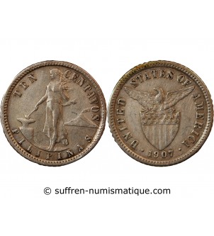PHILIPPINES, ADMINISTRATION AMERICAINE - 10 CENTAVOS ARGENT 1907