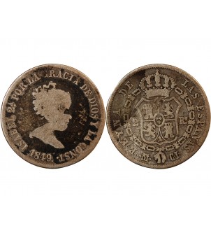 ESPAGNE, ISABELLE II - 2 REALES ARGENT 1849 M CL 2