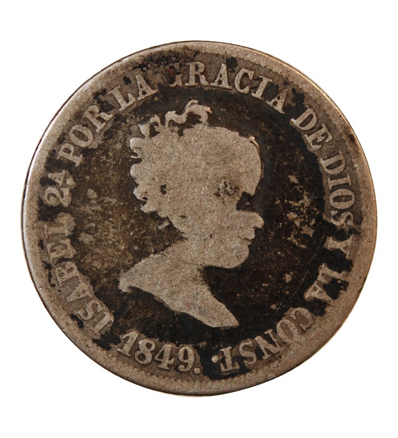 ESPAGNE, ISABELLE II - 2 REALES ARGENT 1849 M CL