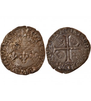 CHARLES VII - BLANC AUX LIS ACCOLES 1422 / 1461 LA ROCHELLE R1 2