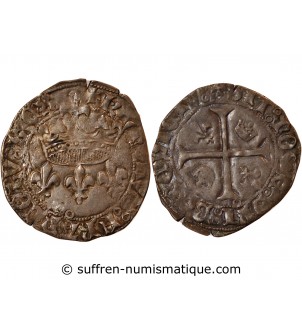 CHARLES VII - BLANC AUX LIS ACCOLES 1422 / 1461 LA ROCHELLE R1