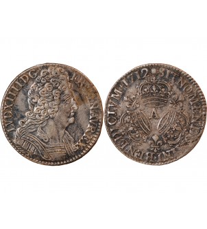 LOUIS XIV - 1/2 ECU AUX 3 COURONNES 1712 A PARIS 2