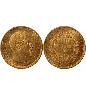 NAPOLEON III - 10 FRANCS OR PETIT MODULE 1854 A PARIS "Tranche Cannelée" 2