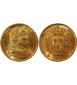 LOUIS XVIII - 20 FRANCS OR 1815 A PARIS﻿ 2